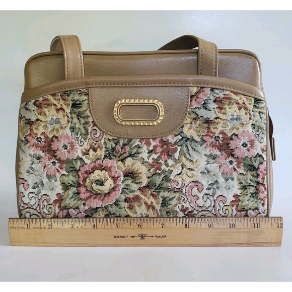 Vtg Ambassador Tapestry Shoulder Purse Boho Carpet Hand Bag Cottage/ Granny Core - Picture 12 of 16